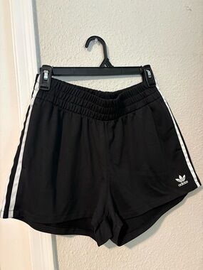 adidas Black Athletic Shorts with White Three-Stripes